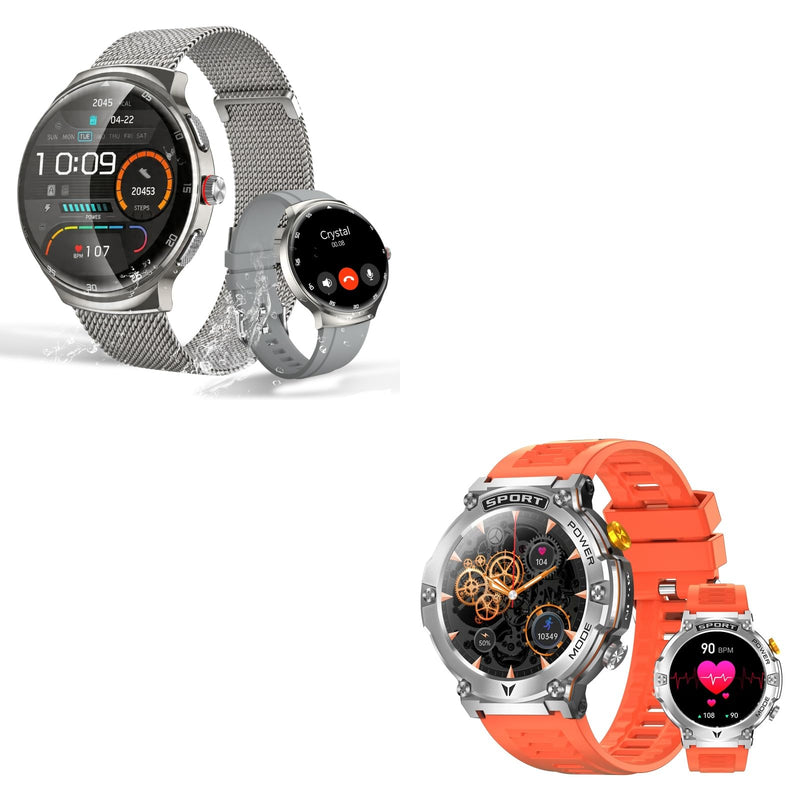 Smart Watches for Men Women, Waterproof Fitness Tracker, 1.43'' AMOLED Touchscreen Smartwatch for Android & iPhone, 150+ Sports Modes, Heart Rate/SpO2/Stress/Sleep Monitor, 2 Bands, Silver