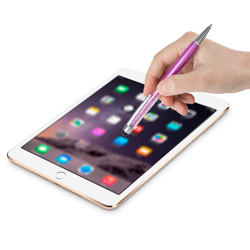 Crystal Stylus Pen, 2 in 1 Ballpoint Pen with Tip for Touch Screens, Purple | 2 in 1 Design, Stylus Tip, Ballpoint Writing, Slim Crystal Barrel, Pocket Clip for Women & Men Light Purple