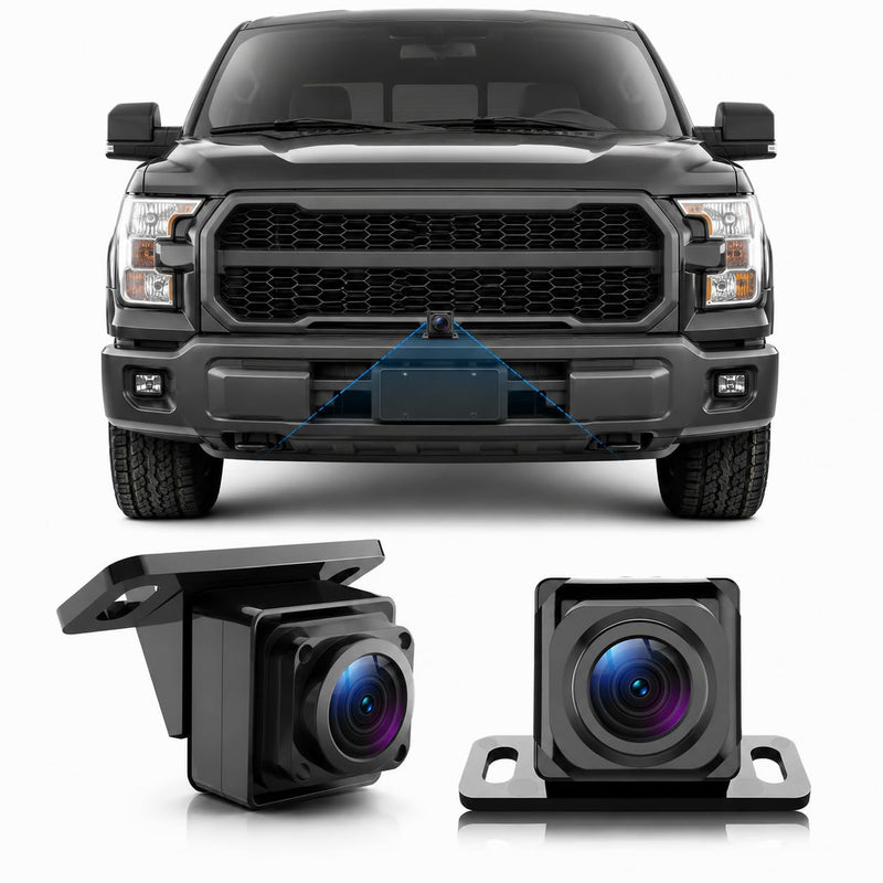 Front Blind Spot Camera for Ford F150 Escape Edge Explorer Focus | 1080P CVBS 145° Wide View Vehicle Front Bumper Cam with Radar Detection Gear Shift/High Beam Activated Parking Assistance