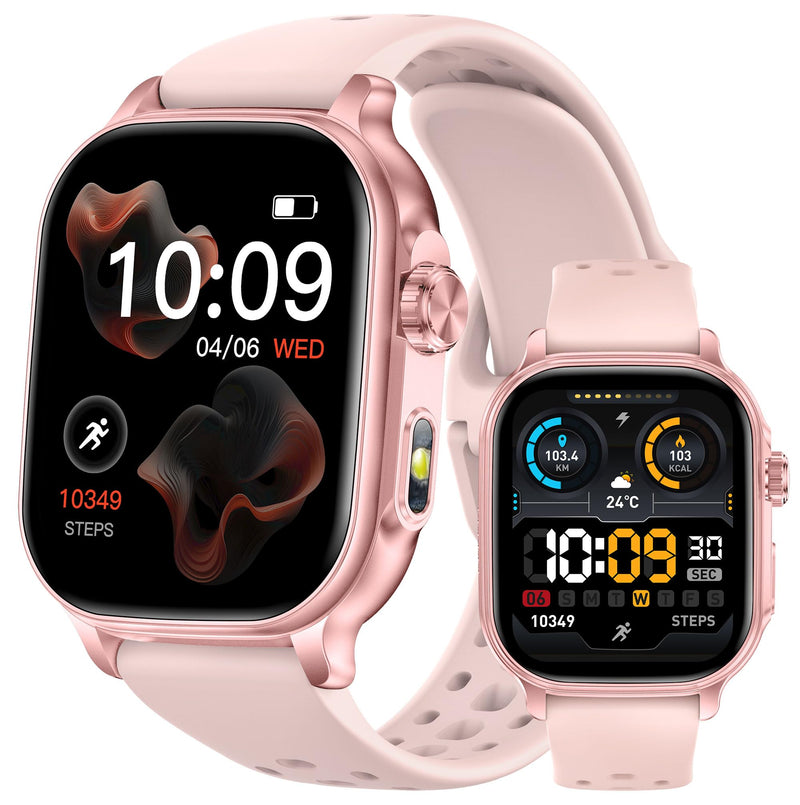 Smart Watch for Men Women Bluetooth Call Heart Rate Sleep Tracker Pedometer | 2.01" HD Display 1400mAh Battery Waterproof Sports Modes Calorie Counter AI Voice Fitness Tracker Android iOS Smartwatch Pink