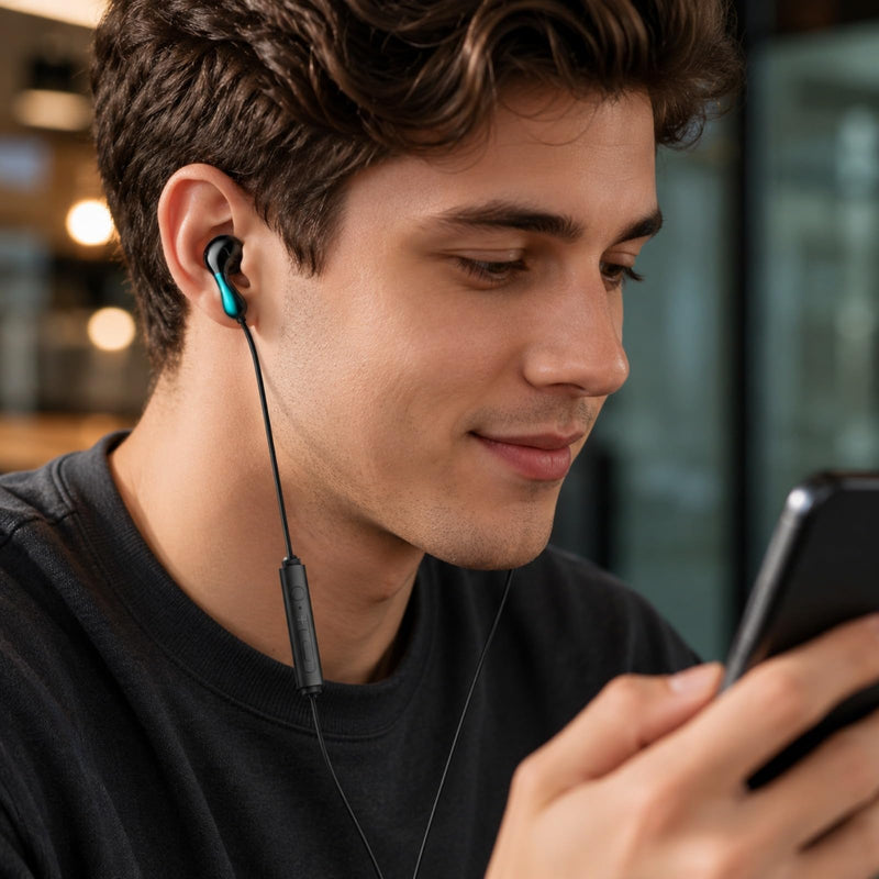 Wired Earbuds with Microphone, in-Ear Headphones with Volume Control and Hands-Free Calling for Phone Laptop Tablet