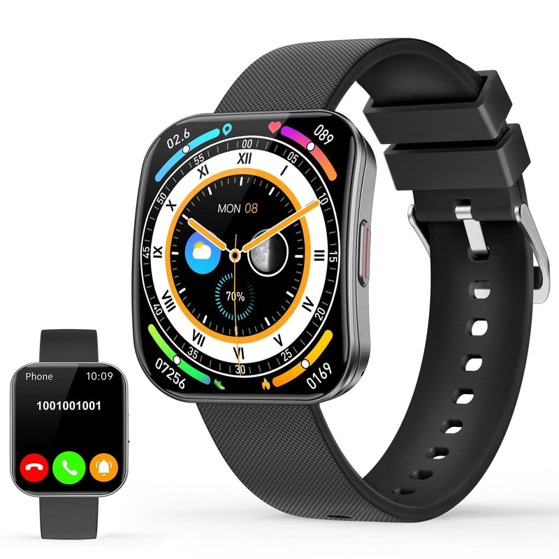 Smart Watch for Men Women, Bluetooth Calls, AI Dial,AI Q&A,1.85" HD AMOLED Curved Display Fitness Watch with Heart Rate/SpO2/Stress Monitor, Pedometer,110+ Sports Waterproof IP68 Smartwatch,Deep Black
