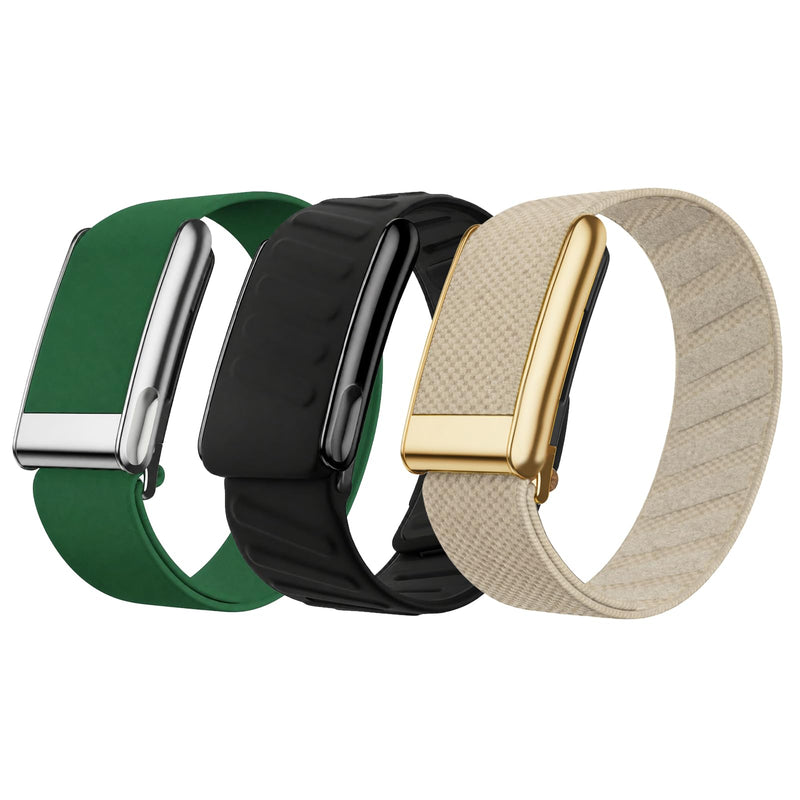 3-Pack Wrist Bands Compatible with Whoop 5.0 MG & OnePeak, Sport Silicone, Elastic Hydroknit & Breathable Superknit Replacement band with 3 Colors Metal Frame Accessories Green Black Khaki Hydroknit Siliocne nylon