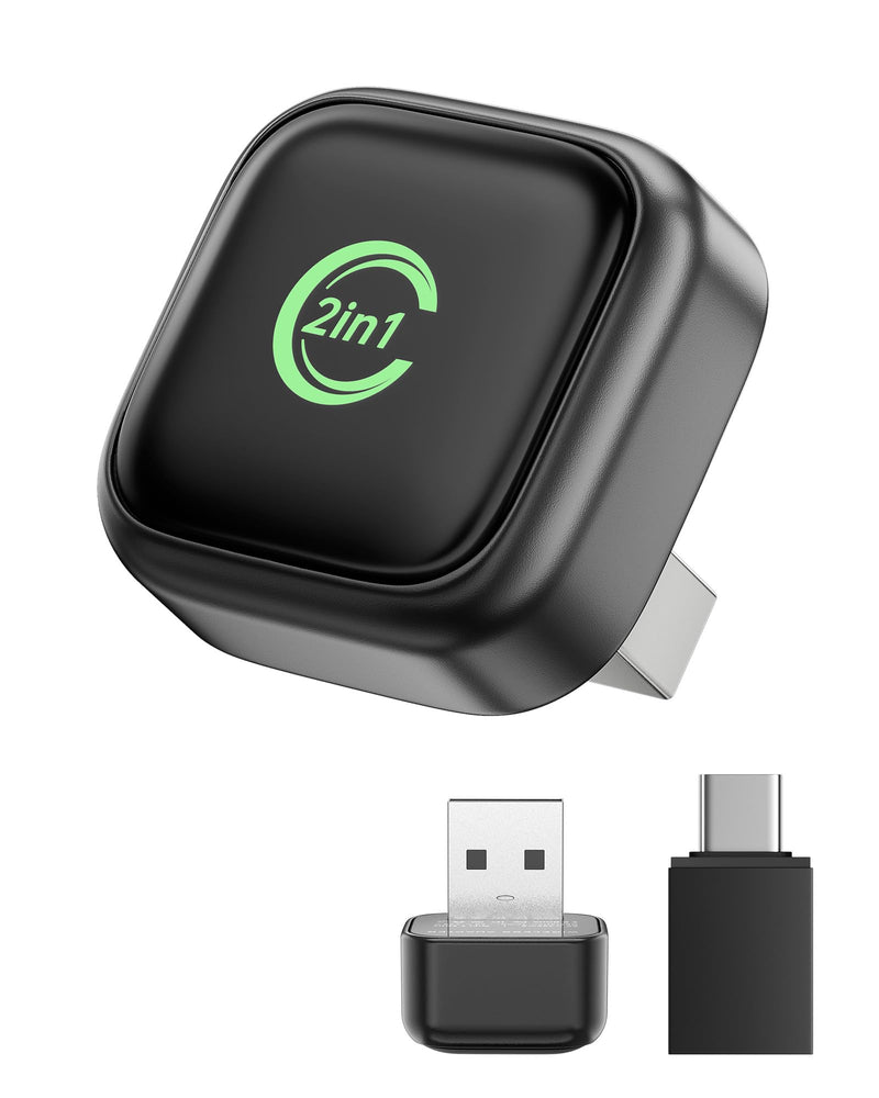 Wireless CarPlay Adapter, Convert Wired to Wireless, 2-in-1 CarPlay & Android Auto, Mini Plug & Play, Fast Auto-Connect & No Latency, USB/USB-C for Cars with Built-in CarPlay & iOS 10+/Android 11+ Gunmetal Black