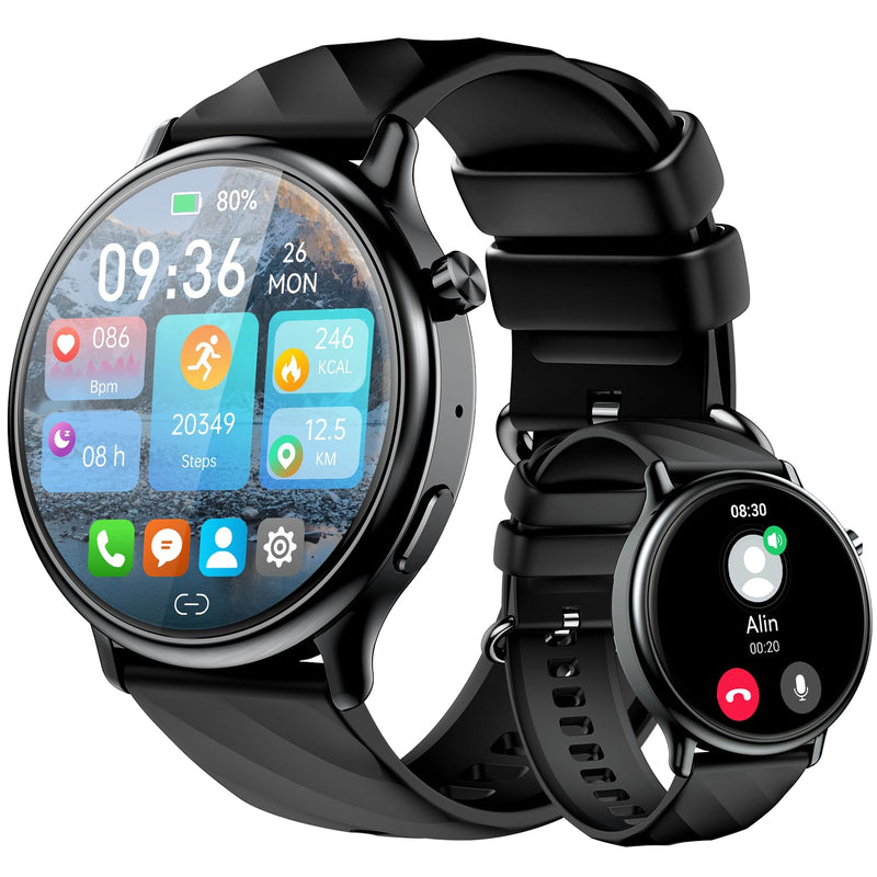 Smart Watch for Women Samsung iPhone Compatible: 1.32" AMOLED Smartwatch for Android Phones (Answer/Make) Fitness Tracker Heart Rate/Sleep/SpO2 Monitor Watches for Women IP68 Waterproof 130+Sport Mode Black