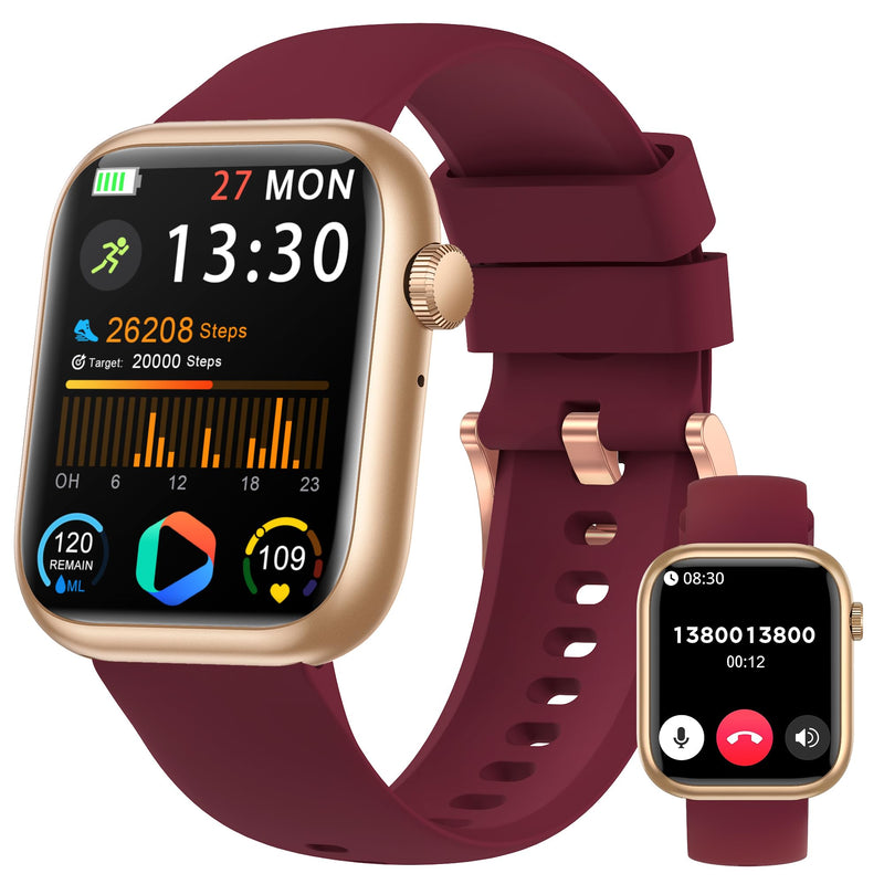 Smart Watch for Men Women(Answer/Make Call), 1.83" Fitness Watch with Heart Rate/Blood Pressure/Blood Oxygen, Pedometer, Sleep Tracker,120+ Sport Modes, IP68 Waterproof Fitness Tracker for Android iOS Red