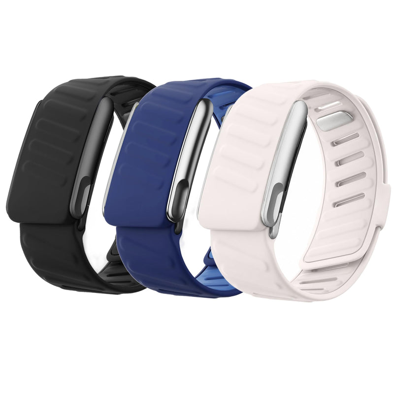 3 Pack SportFlex Silicone Bands Compatible with WHOOP 5.0/MG Flexible Sport Wrist Straps, Adjustable Water-Resistant Sweat-Resistant Bands for Active and Daily Wear, Not for Gen 4 Black / Navy / Starlight MG