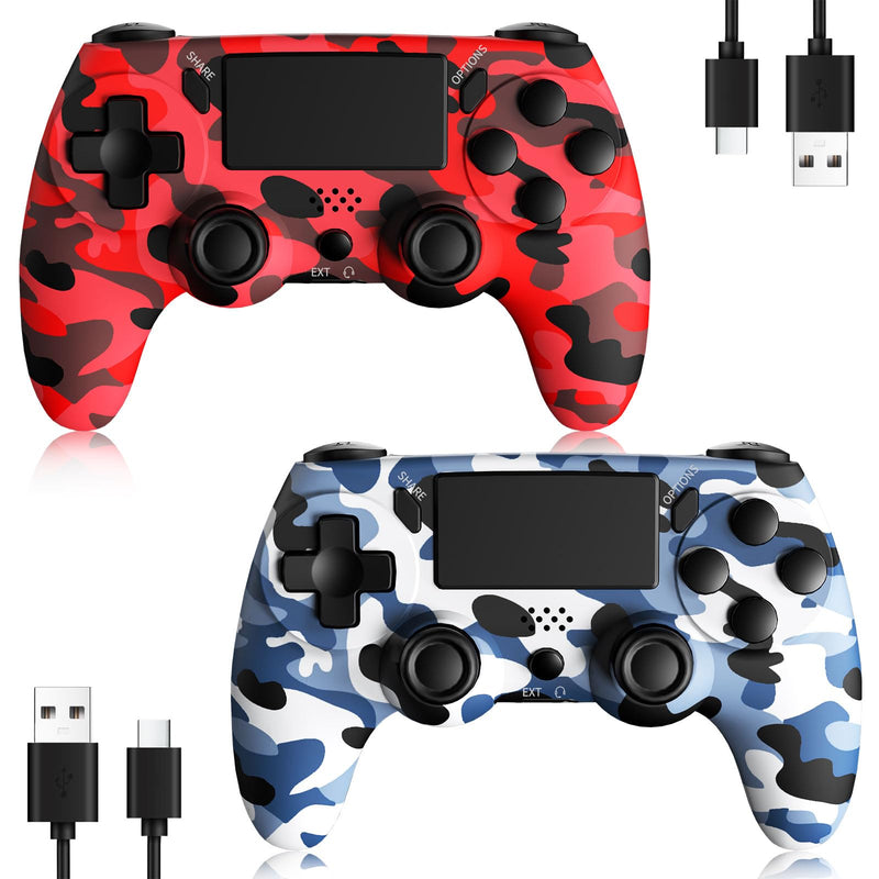 Huniquedec 2 Pack Wireless Controller Compatible with PS4/Slim/Pro/PC,Game Controllers with Motion Sensing/Touchpad/Speaker/3.5mm Headphone