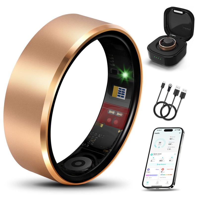 Smart Ring 2.0 for Women Men, Slim Scratch & Fingerprint Resistant Design, Warm Gold 9