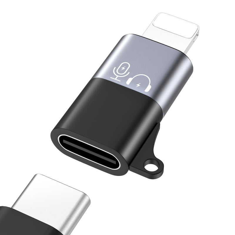 MoKo for DJI Mic Mini USB-C to Lightning Audio Adapter for iPhone -1 Pack | Support Music Playback & Charging, Not for DJI Mobile Receiver & Phone Calls, For iPhone 14/13/12/11/USB-C EarPods Gray 1 Pack