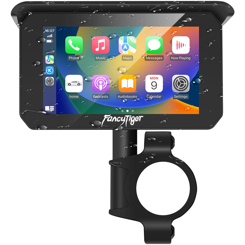 Motorcycle Carplay & Motorcycle Android Auto, 5 Inch IPS Motorbike GPS Touch Screen, Motorbike GPS Navigation System, WiFi, Bluetooth, Waterproof, Support Siri/Google Assistant