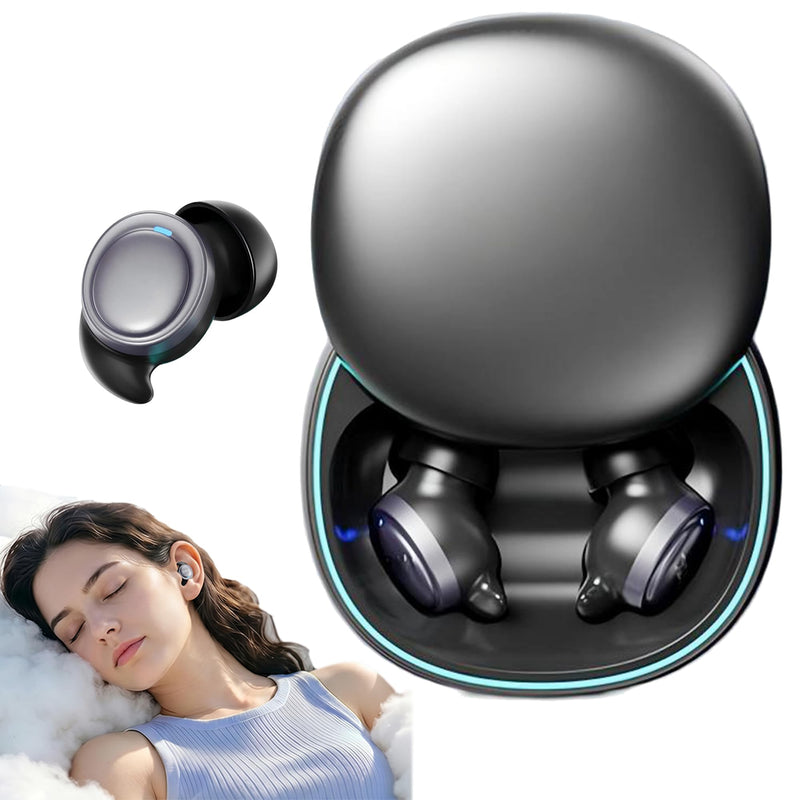 NE96 Sleep Earbuds Bluetooth 6.0 for Side Sleepers Mini Invisible Earbuds | Wireless Bluetooth Earbuds with Noise Blocking, Sleep Headphones, Comfortable Ear Plugs for Sleeping, 80H 3-size ear cap Deep Black