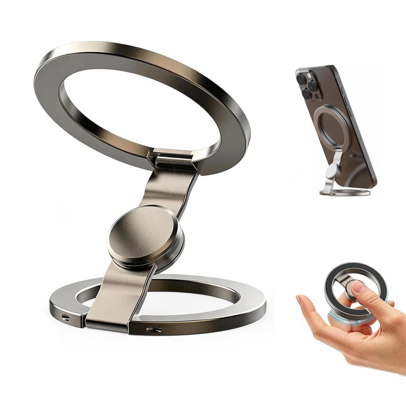 Magnetic Phone Stand Fidget Spinner, Dual Sided Magnet Phone Stand | 2-in-1 Foldable Phone Holder with Dual Magnetic Rings, 360° Rotation 270° Flip, Strong Mag’Safe Compatible Stand