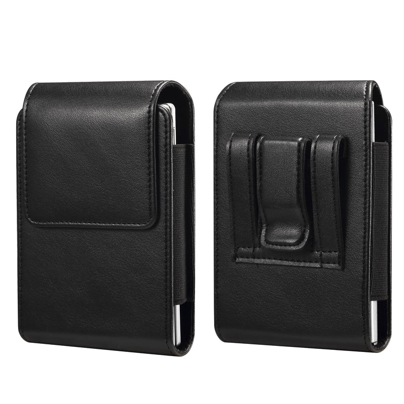 Premium Leather Belt Clip Phone Holster for Samsung Galaxy Z Fold 8 Wide, for Motorola Moto Razr Fold Cell Phone Holster Pouch Case Bag for Huawei Pura X Max (Black) Black