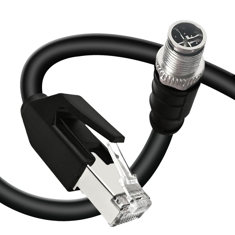 26.2FT M12 8 Pin X Code Male to RJ45 Industrial Ethernet Cable High Flexible Shielded Ethernet CAT6A Cable for Industrial Camera 8M 26.2 Feet