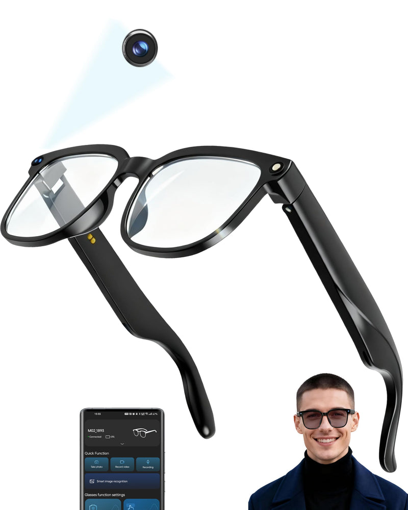 AI Smart Glasses 1080P Camera Translator Bluetooth Photochromic Lens | Record crisp 1080P HD first-person POV video anytime M02