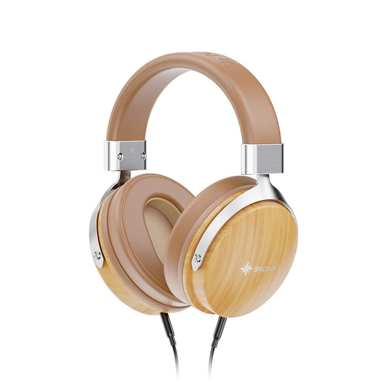 SNOWSKY FIIO Nature Closed-Back Over-Ear Wired Hi-Fi Headphones, 50mm Dynamic Drivers, Dual 3.5mm Detachable Cable, Natural Sound Tuning, Wood Grain Ear Cups (Apricot) Apricot