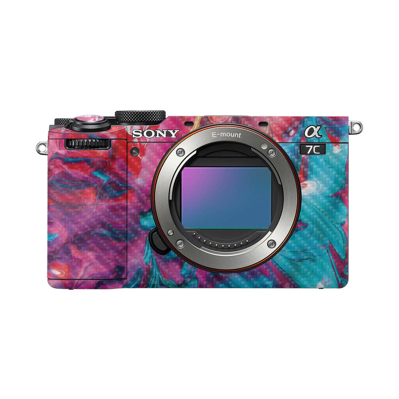 Carbon Fiber Camera Skin Compatible with Sony A7C Mark II (2023) - Paint Party - Premium 3M Vinyl Protective Wrap Decal Cover - Easy to Apply | Crafted in the USA by MightySkins A7C Mark II (2023) Textured Carbon Fiber Finish