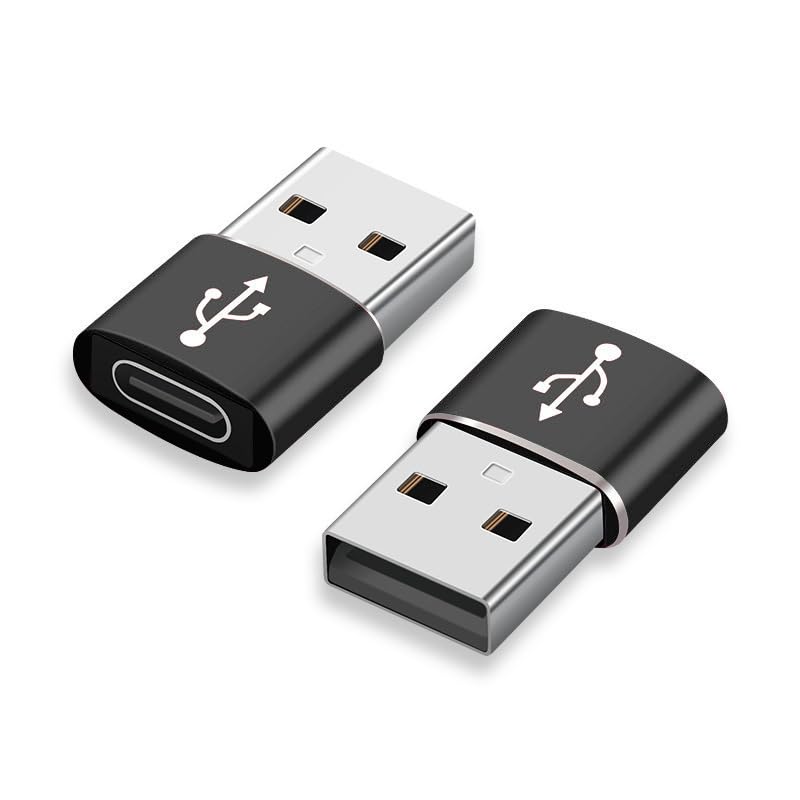 2pcs USB C to USB Adapter Type-C Female to Type A Male Port Converter Data Charging OTG Adapter for USB Devices (Black,2pcs) Black 2pcs