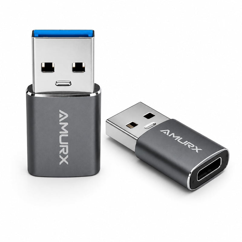 USB to USB C Adapter 2 Pack, 3.2 USB C Female to USB A Male OTG Adapter, USB 2.0 480Mbps Charging & Data Sync for Apple, Samsung Galaxy, Google Pixel and USB-C Devices