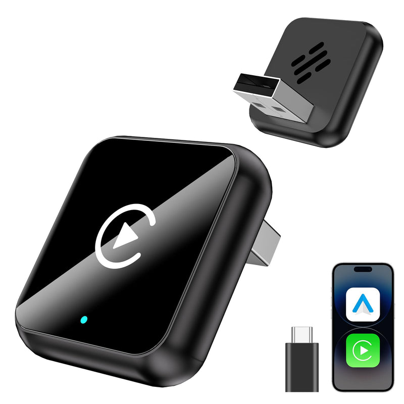 2-in-1 Wireless CarPlay Android Auto Adapter, Plug & Play CarPlay Adapter,Fast Auto Reconnect,Convert Wired to Wireless for Factory Cars