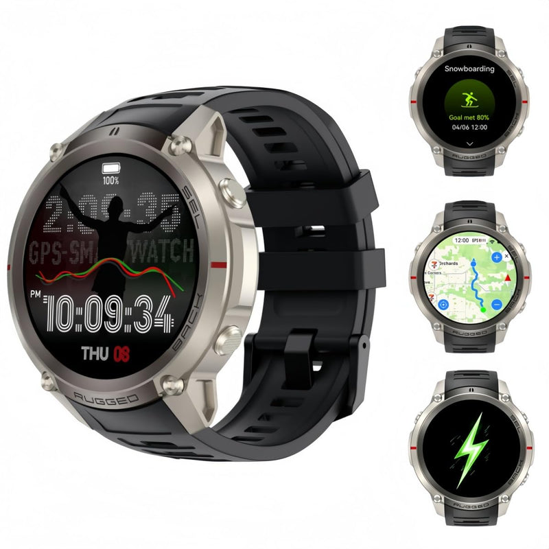 GPS Smart Watch for Men with Multi‑Constellation Positioning/Offline Maps,1.43'' Smartwatch with Bluetooth Call,Compass ,170+ sports modes, 5ATM Waterproof Fitness Tracker Watch for Android iOS Blue