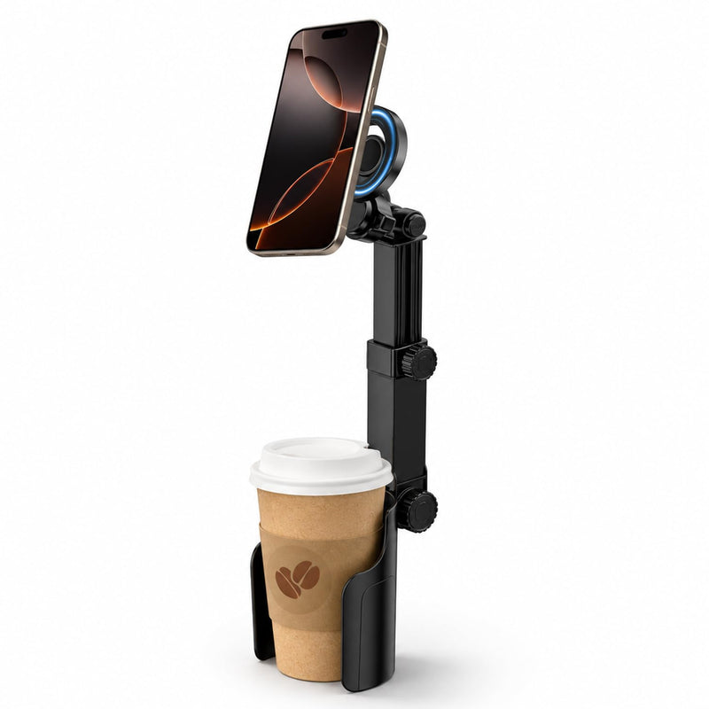 Car Cup Holder Phone Mount,Any car Model 360°Adjustable N52 Magnetic Stand,one-Handed Operation,Suitable for All Smartphones (Black,1Pcs)