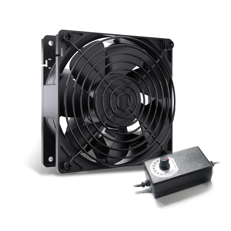 Computer Fan with AC Plug, 120mm Fan Variable Speed Axial Muffin PC Fan with Controller, 220V Small Exhaust Fan, 12V Computer Fans, Case Cooling for PC, Server, Cabinet, Router, Receiver (1 Pack)