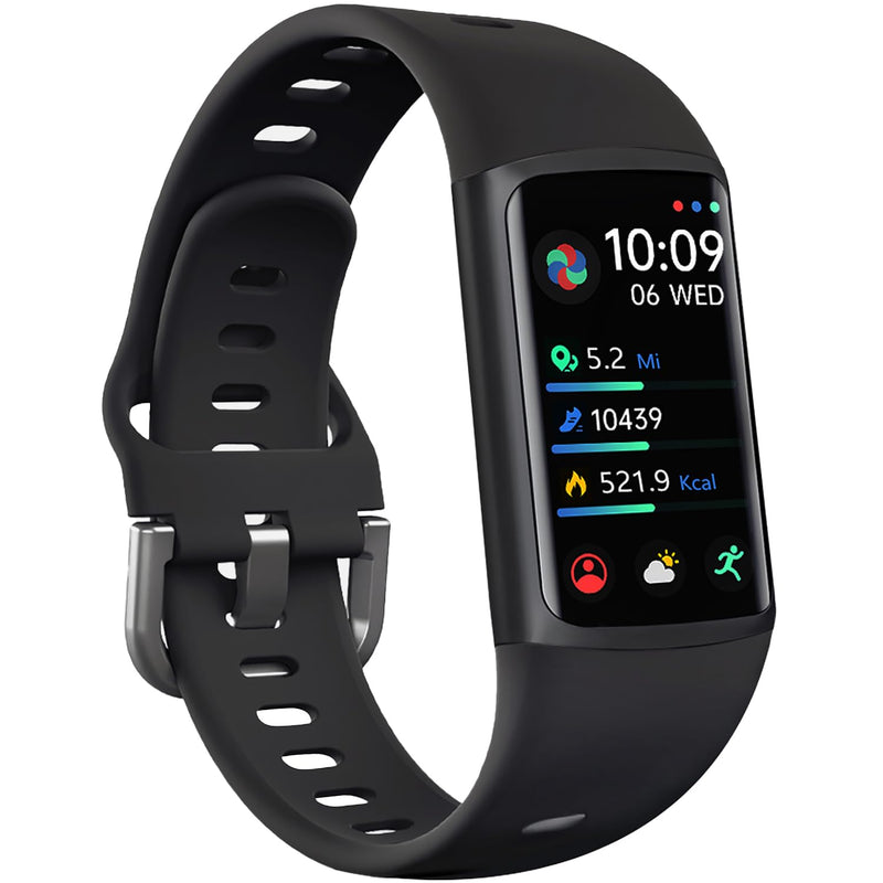 FITVII Slim Fitness Tracker for Women Men, Fitness Watch for Android iOS | 24/7 Heart Rate & Blood Pressure, Blood Oxygen, Sleep Monitor, IP68 Waterproof Activity Trackers with Calories Step Counter Black