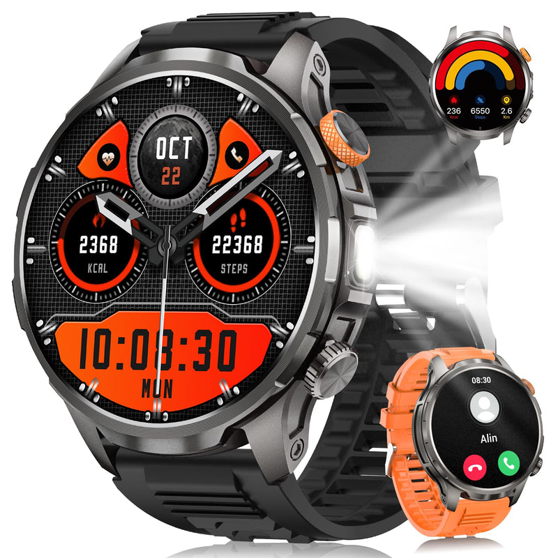 DEKELIFE Smart Watches for Men,1.91''Military Smart Watch with 100+ Sport Modes/Blood Pressure/Heart Rate/Sleep, Fitness Tracker for Android and iPhone, Waterproof Watches for Men(Black) Black 1.91