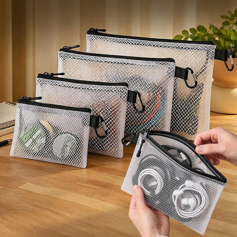 1Pcs Air Production Multi-Size Clear Zipper Pouch, Cable Organizer Small | Travel Gear Bag for Electronics, Camera Accessories, Tool Pouch & Small Tech Storage