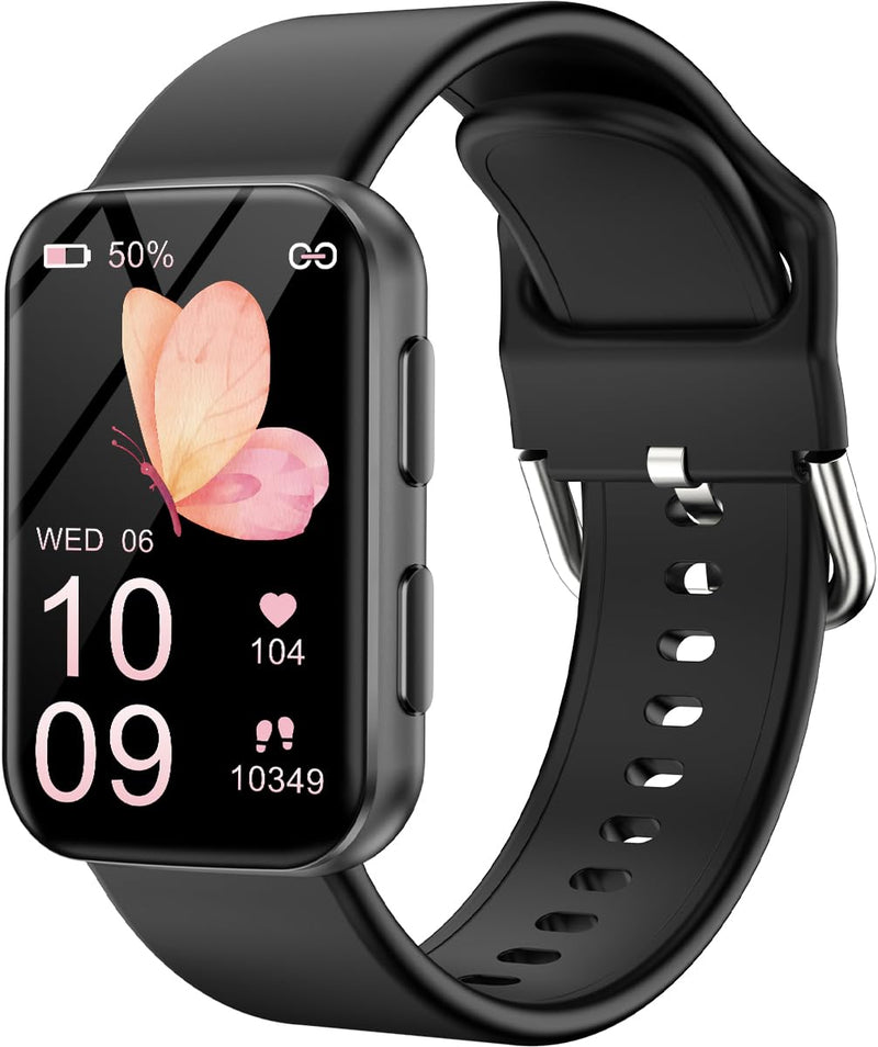 MorePro Health Fitness Tracker for Women Men, 24/7 Heart Rate Blood Pressure & Oxygen Monitoring, Sleep Tracker, 100+ Sport Modes Smart Watch, IP68 Waterproof, 2 Bands, Compatible Android iOS Black