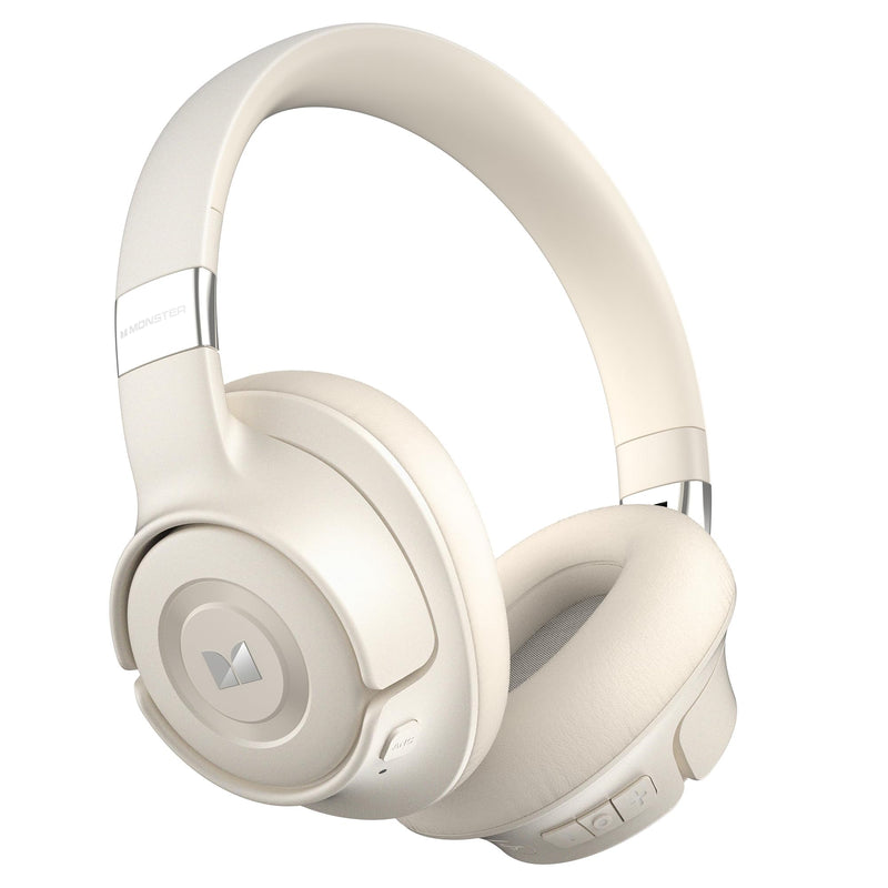 Monster Persona SE ANC Active Noise Cancelling Headphones, Over Ear Bluetooth Headphones Wireless, 60H Playtime, HiFi Stereo Audio, Deep Bass, Built-in Mic, Memory Foam Ear Cups for Home (White) White