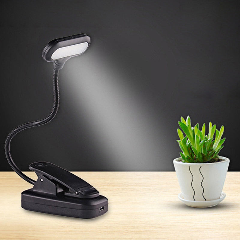 Battery Operated Clip LED Reading Lamp, Adjustable Arm Eye Protect Small Portable Desktop Night Light for Bedroom Study Use