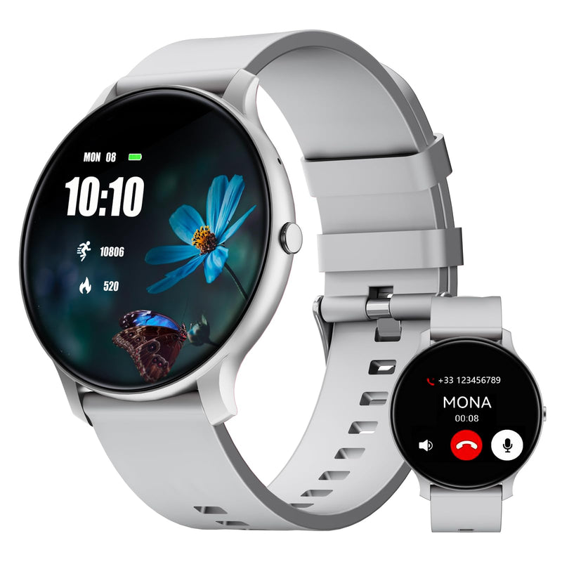 Smart Watch for Men Women (Answer/Make Calls), 128 Sports Modes, IP68 | Tracks heart rate & sleep. 15-min fast charging, 35-day battery. 128 sports modes, ideal for daily fitness tracking Pearl silver
