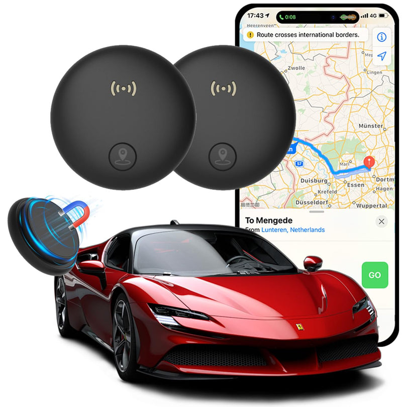 GPS Tracker for Vehicles, 2 Pack Magnetic Hidden GPS Tracker (iOS Only) | for Vehicles No Subscription Life Car Tracker Device Hidden Magnetic Waterproof for iOS Locate - Black