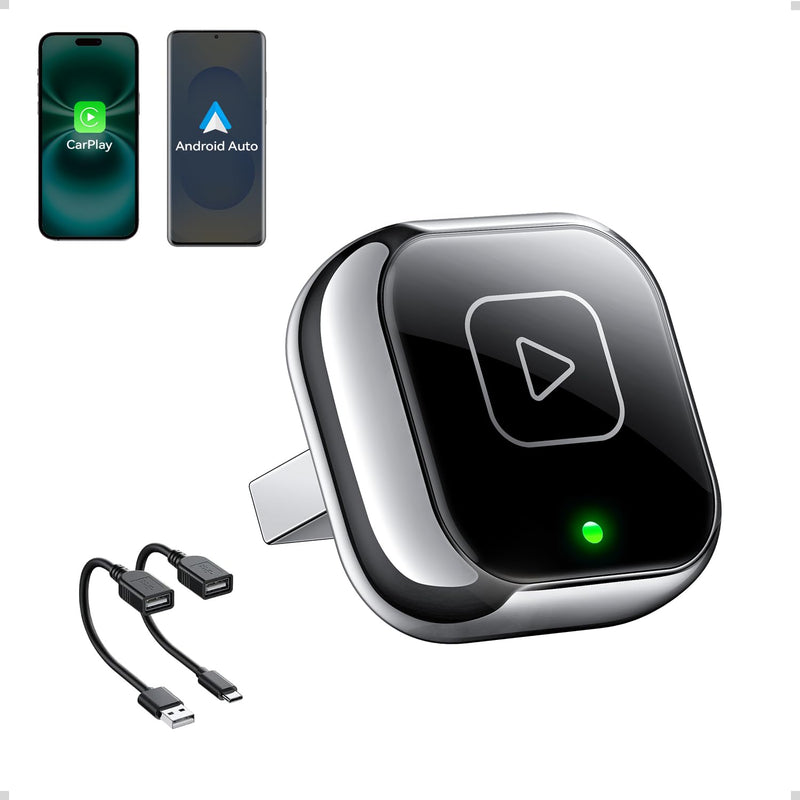 Wireless Carplay & Android Auto Adapter, Metal Design Mini & Stable 2-in-1 Dongle, Convert Vehicle's Wired CarPlay/AA to Wireless, for iOS 10+/Android 11+ & Cars from 2016 pearl gunmetal