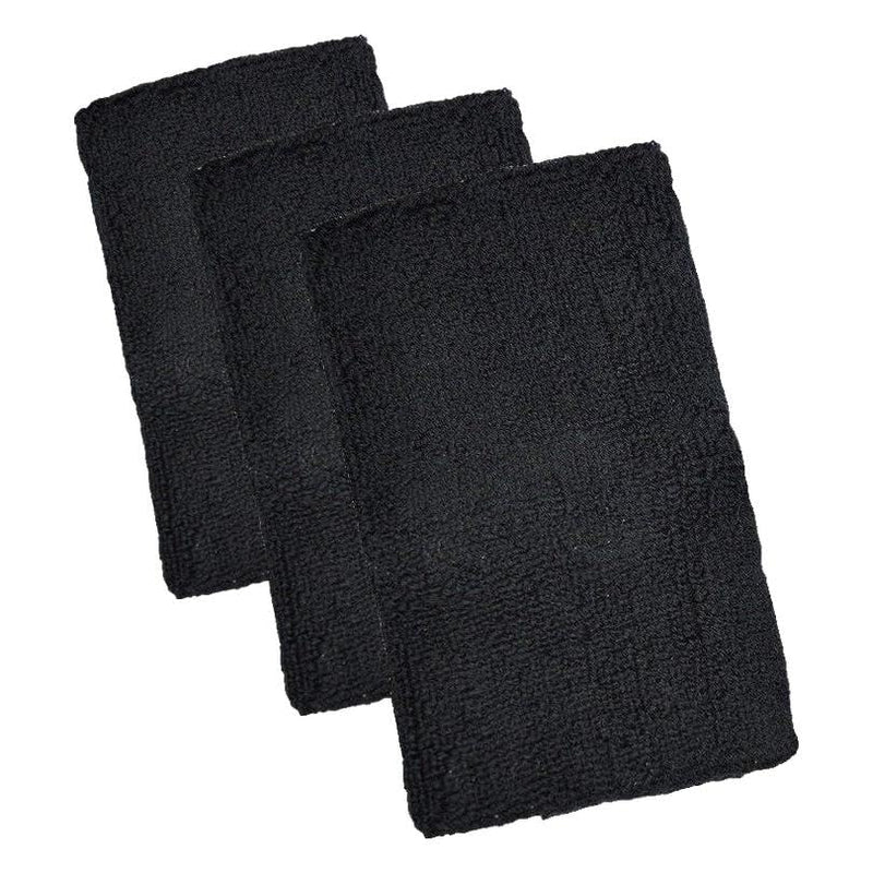 US Glove Sweat Bands for Wrists, Sports Wristbands for Men & Women, Athletic Hand Bands for Tennis, Gymnastics, Basketball, Volleyball, Baseball, Football or Gym Sport, 2-pc Cotton Arm Sweatbands 4.5" 5.5 inch (Pack of 3) Black