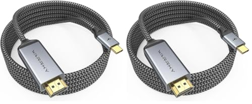 Warrky USB C to HDMI Cable 4K, 15ft [Braided, High Speed] Thunderbolt 3 to HDMI Adapter Compatible for New iPad, MacBook Pro/Air, iMac, Galaxy S20 S10 S9 S8, Surface, Dell, HP (Pack of 2) 15FT (Pack of 2) 1 Pack