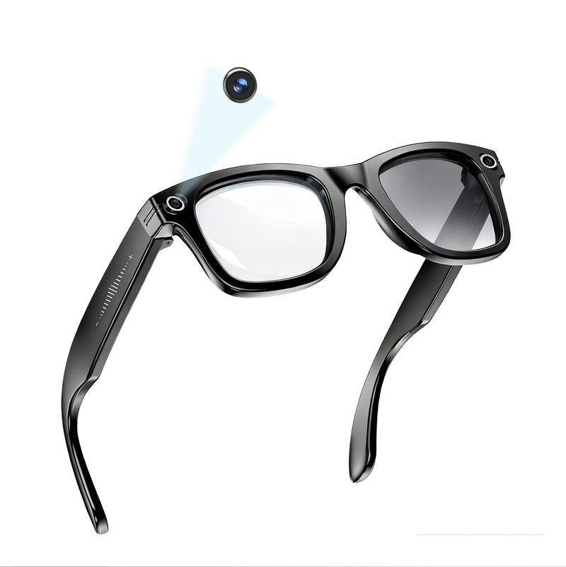 AI Smart Glasses with Camera, 1080P HD POV First-Person View Video Recording and Translator, AI Object Recognition, Bluetooth Audio, 290mAh Battery, Photochromic Lenses for Sports, Travel, Work
