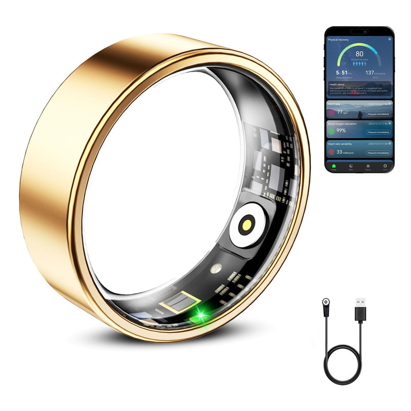 Mirlray Smart Ring for Women & Men, Smart Ring Health Tracker, Blood Oxygen & Heart Rate Monitor, Long Lasting Battery Sleep Ring (Rose Gold, 11)