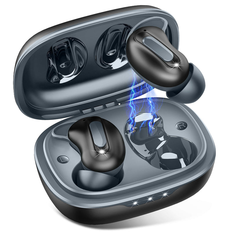 Mini ANC Sleep Earbuds, Wireless Ear Buds Headphones for Side Sleepers | Skin-friendly silicone noise cancelling earbuds with smart sleep mode. Mutes alerts for uninterrupted night sleep. Black