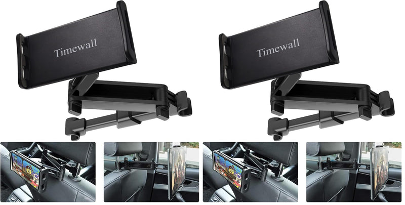Timewall Car Headrest Tablet Phone Mount, Black, 5-11" (Pack of 2) Normal Cradle (Pack of 2)