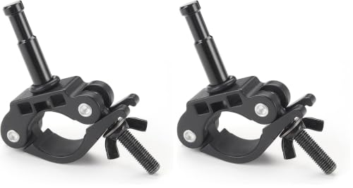 PHOCUS Half Coupler Clamp with 5/8" Baby Pin, Heavy Duty Truss Clamp on Round Tube for Supporting Photography Video Light Studio LED Ring Light (Clamp Range: 40-50mm) (Pack of 2) Clamp Range: 40-50mm (Pack of 2)