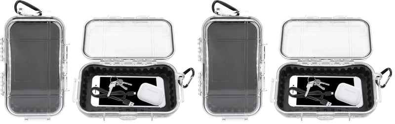 Waterproof Dry Box Protective Case, IP67 Water Resistant Portable Micro Case Watertight Storage Box for Phones, Knives, Wallets, Watches (Transparent, Small) (Pack of 2) Small (Pack of 2) Transparent