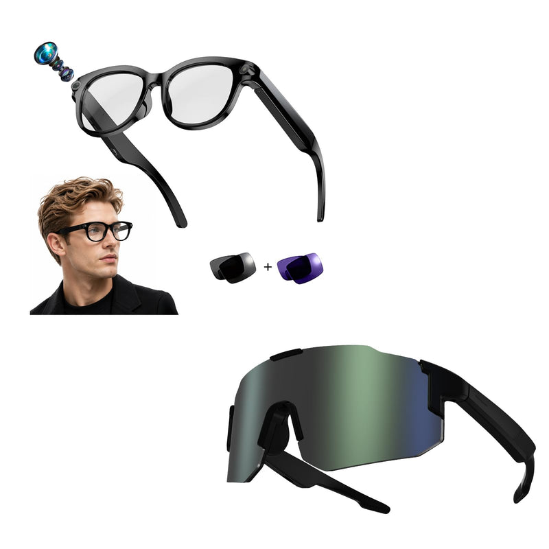 AI Glasses with Camera &Running Bluetooth Glasses for Sport