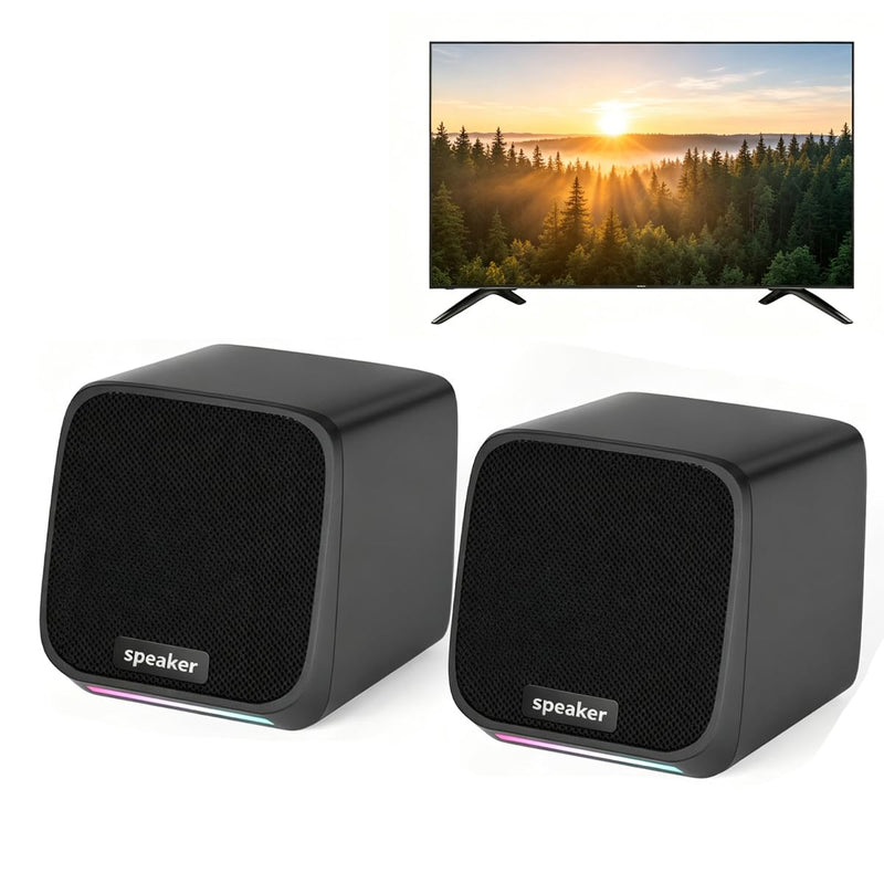 Computer Speakers USB-A Powered Wired Stereo Desktop Speakers with 3.5mm Aux Plug No Bluetooth for PC Laptop 2026, Brown