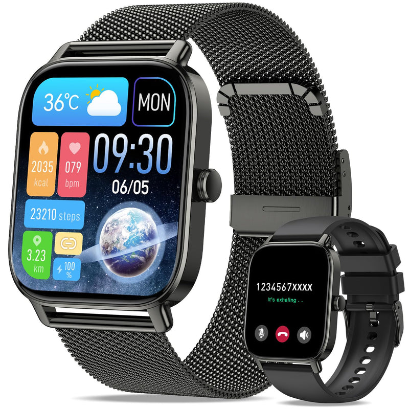 Smart Watch for Men Women Fitness Tracker: Make Answer Call Smart Watches for Men Digital Watches Waterproof Running Smartwatch for Android Phone iPhone Samsung Compatible Sleep Heart Rate Monitor Black