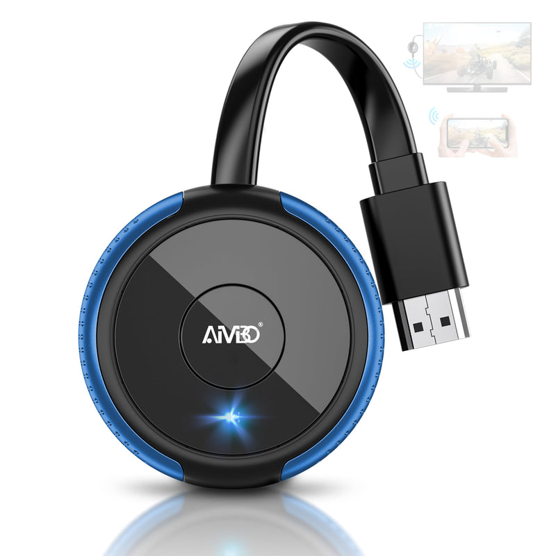 AIMIBO 4K Wireless HDMI Display Dongle Plug & Play | 2.4G/5G, AirPlay/Miracast/DLNA for iOS/Android/Windows/Mac. 65ft range, Cast Phone/Tablet/Laptop to TV/Monitor/Projector Blue
