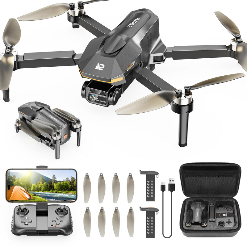 PLEGBLE Drones with Camera for Adults 4K, Beginner FPV Drone | Brushless Motor, 30 Mins Flight Time, Foldable Design, One-Key Takeoff/Landing, Emergency Stop, Under 249g, Gift for Kids Gray